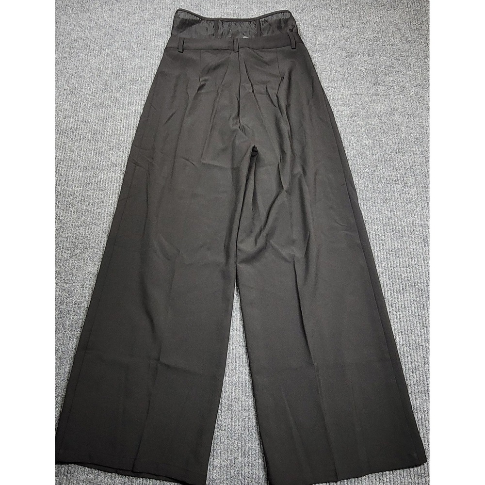 NWT Cider Black Corseted High-Waist Wide-Leg Pleated Trousers Women's Size M - Picture 3 of 13